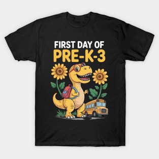 First Day Of School Pre-K3 Preschool T-Rex Back To School T-Shirt